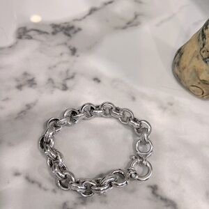 8” Miler Italy Epiphany Platinum Sterling Silver 925 Rope Texture Chain Link